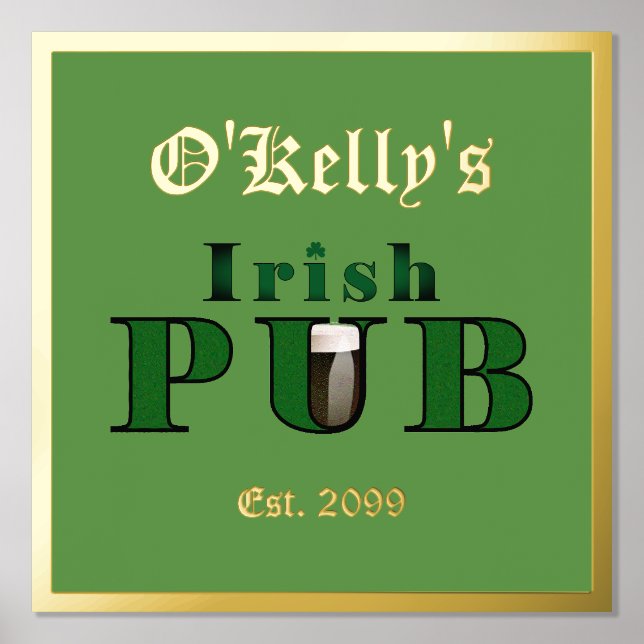 Poster d'impression du pub irlandais Accent Texte  (Recto)