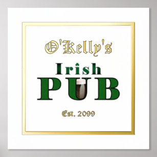 Poster d'impression du pub irlandais Accent Texte 