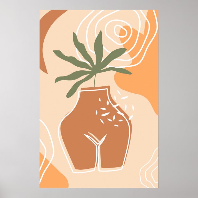 Poster d'impression du vase Curvy Boho Art Abstrai (Devant)