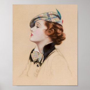 Poster d'impression d'une femme Vintage beige Port
