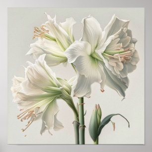 Poster d'impression en blanc Amaryllis Flower Art