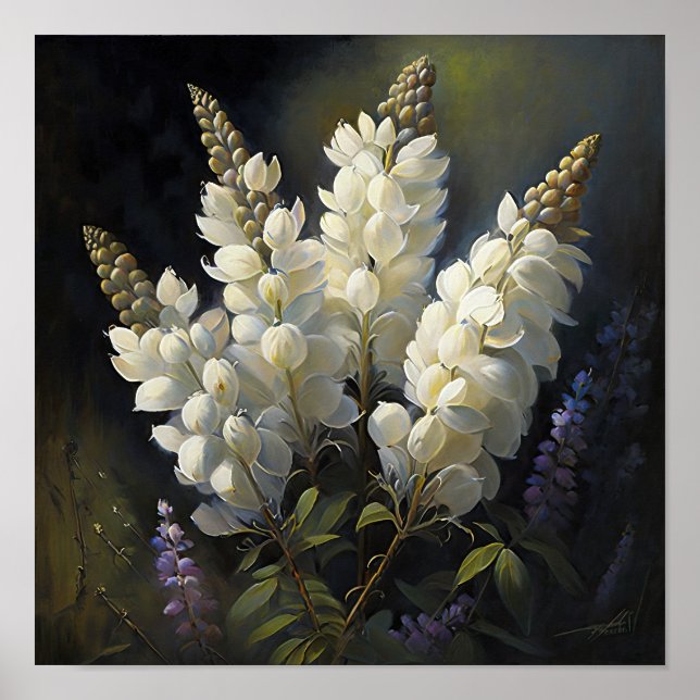 Poster d'impression en blanc Lupine Flower Art (Devant)
