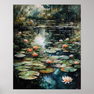 Poster d'impression japonaise Lotus Flower Pond Ar