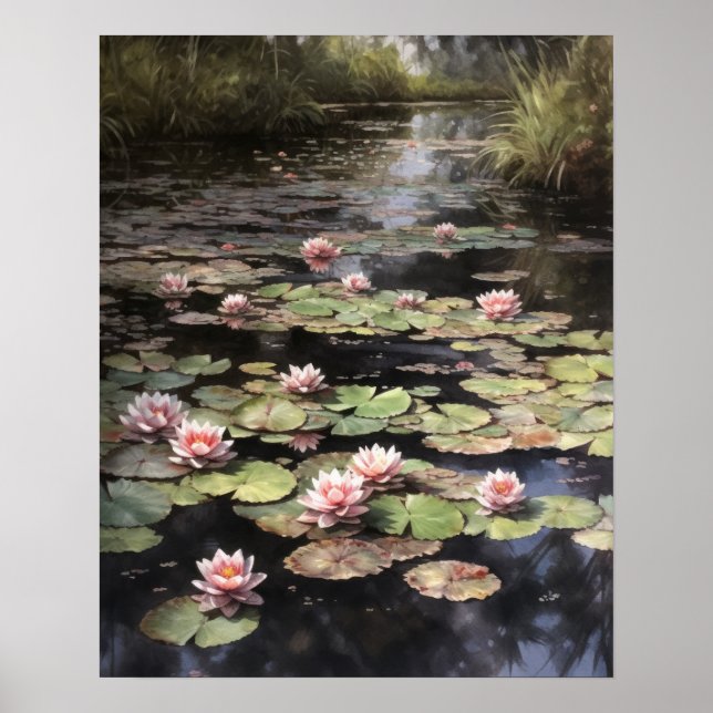 Poster d'impression japonaise Lotus Flower Pond Ar (Devant)