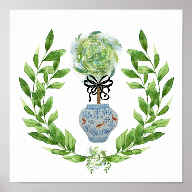 Poster d'impression Koi Blue and White Ginger Jar  (Devant)