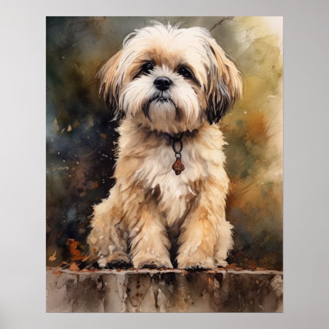 Poster d'impression Lhasa Apso Dog Art (Devant)