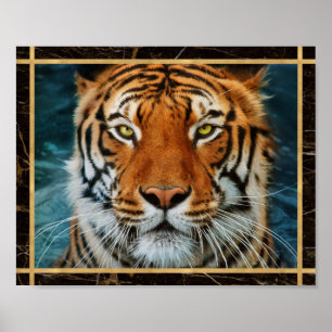 Poster d'impression photo en marbre Tiger Face