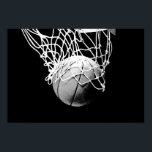 Poster d'impression Pop Art Basketball Ball & Net<br><div class="desc">J'Aime Ce Jeu. Sports populaires - Black & White Basketball jeu Ball Image.</div>