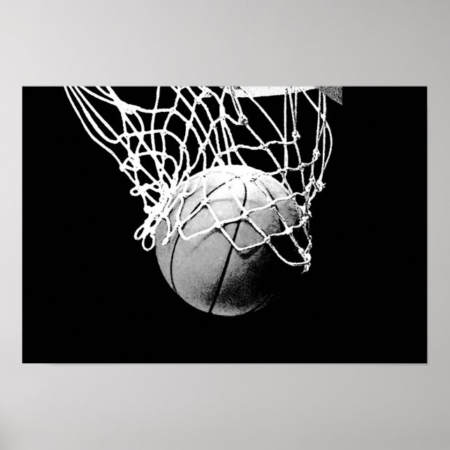Poster d'impression Pop Art Basketball Ball & Net (Devant)