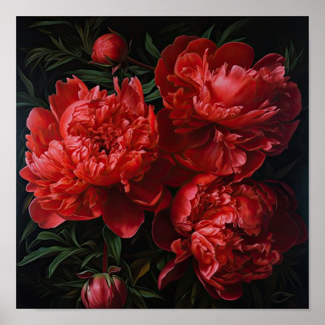 Poster d'impression Red Peonies (Devant)
