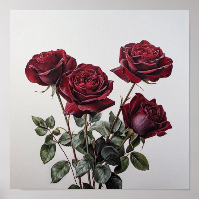 Poster d'impression Red Roses Flower Art (Devant)