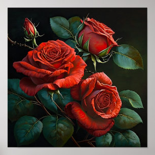 Poster d'impression Red Roses Flower Art