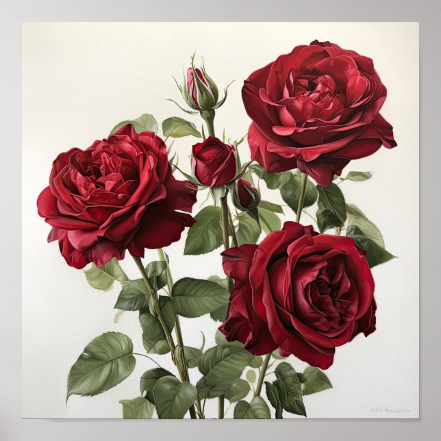 Poster d'impression Red Roses Flower Art (Devant)
