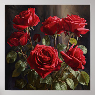 Poster d'impression Red Roses Flower Art