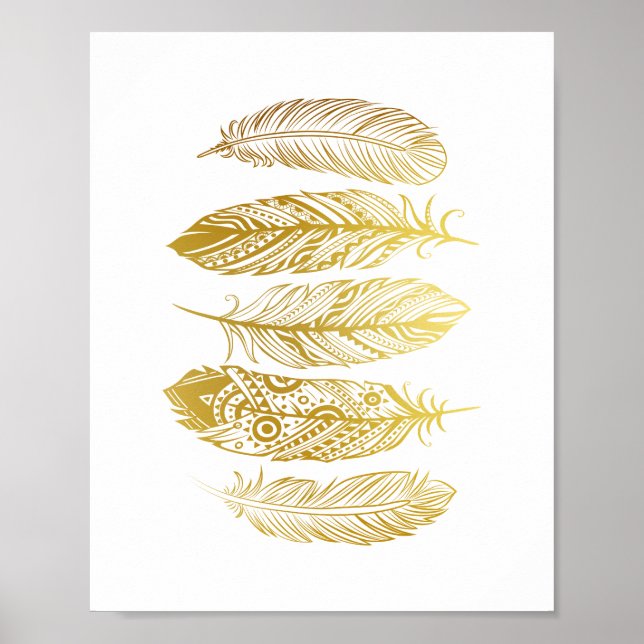 Poster d'impression Tribal de Faux Gold Feathers (Devant)
