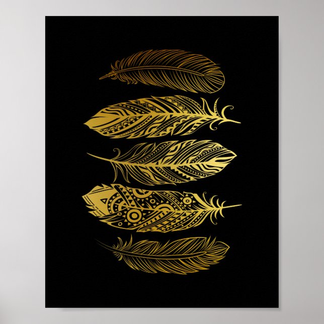 Poster d'impression Tribal Faux Gold Feather (Devant)