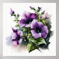 Poster d'impression violet Petunias