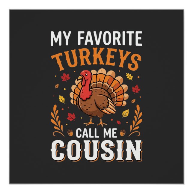 Poster Dinde de Thanksgiving Famille Cousine (Devant)