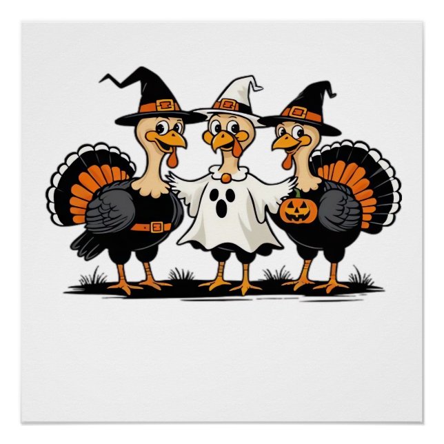 Poster Dinde Halloween Boo, Dinde de Thanksgiving, Épouva (Devant)
