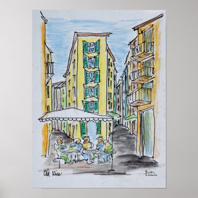 Poster Dîner en plein air dans la vieille ville de Nice | (Devant)