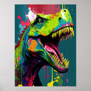 Poster Dinosaur T Rex Green Jurassic