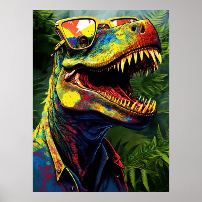 Poster Dinosaur T Rex Jungle Modern Kids (Devant)