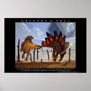 Poster Dinosaure Allosaurus Stegosaurus Greg Paul