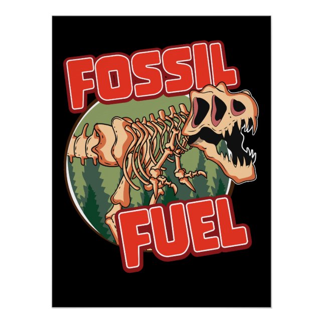 Poster Dinosaure "Combustible fossile" (Devant)