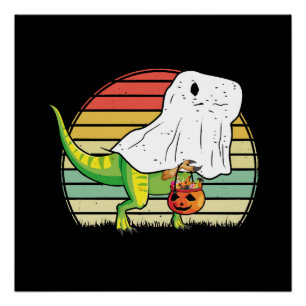 Poster Dinosaure fantôme drôle Halloween