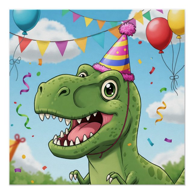 Poster Dinosaure pour anniversaire (Devant)