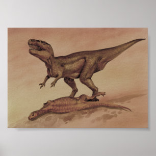 Poster Dinosaures Vintage, Giganotosaurus carnivore