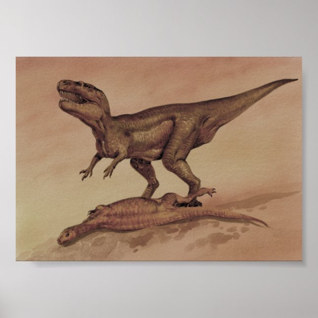 Poster Dinosaures Vintage, Giganotosaurus carnivore (Devant)