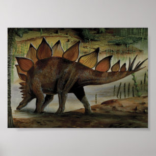 Poster Dinosaures vintages, Stegosaurus, Queue avec Spike