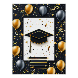 Poster Diplôme de fin d'études élégant avec chapeau de di