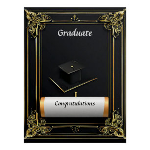 Poster Diplôme de fin d'études élégant avec toque