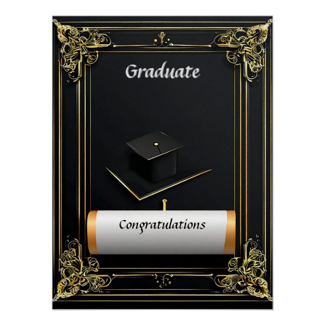 Poster Diplôme de fin d'études élégant avec toque (Devant)