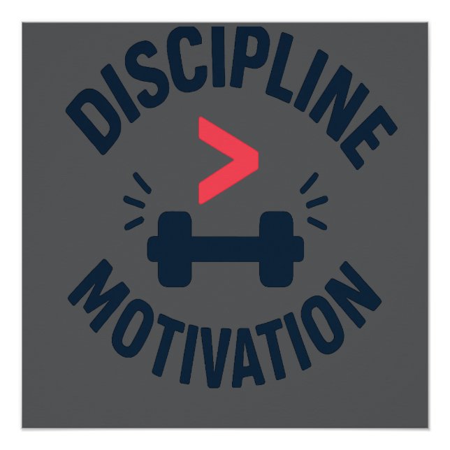 Poster DIscipline Greater than Motivation- Gym Fitness  (Devant)
