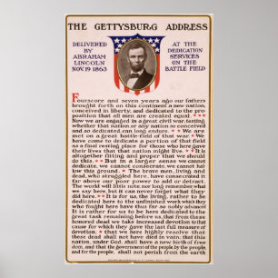 Poster Discours de Gettysburg par Abraham Lincoln 1863