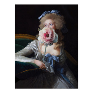 Poster Discrète avec pivoine rose