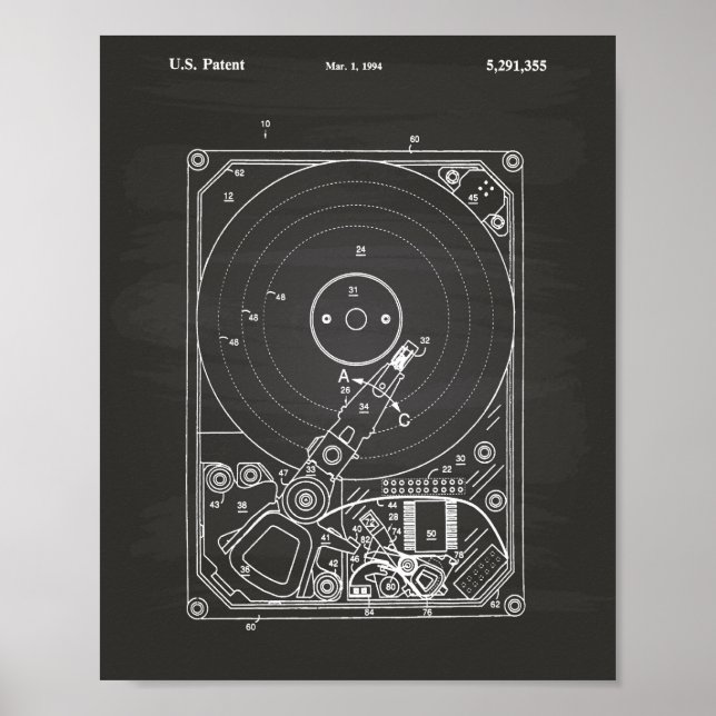 Poster Disque dur 1994 Patent Art Chalkboard (Devant)
