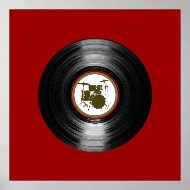 Poster disque vinyle de batterie pour murs (Devant)