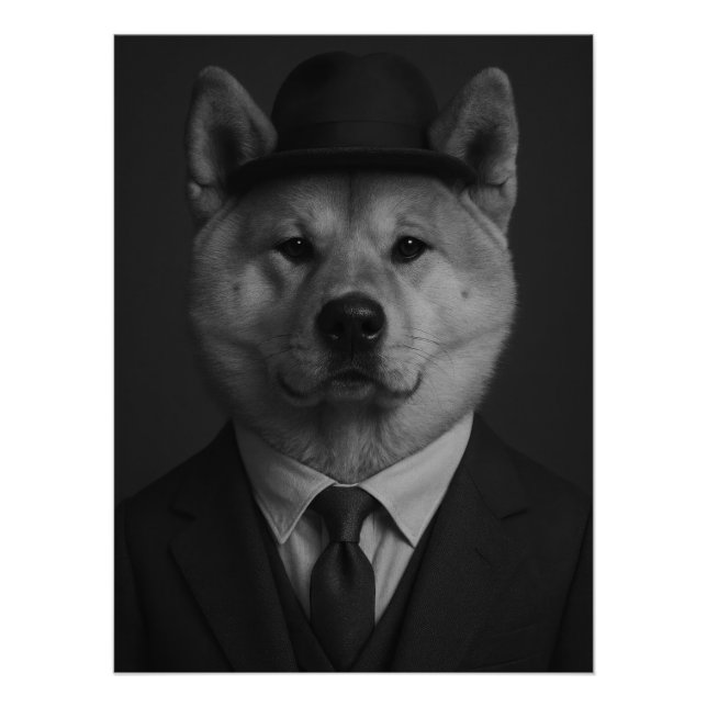Poster Distinguished Akita Inu Dog Portrait (Devant)