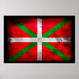Poster Distress de style basque drapeau : Ikurriña,
