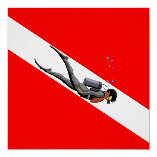 Poster Diver Et Drapeau (Devant)