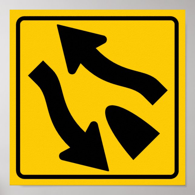 Poster Divided Highway Ends Highway Sign (Devant)