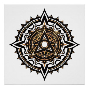 Poster Divine Sacrée Mandala - Noir & Or Trishul