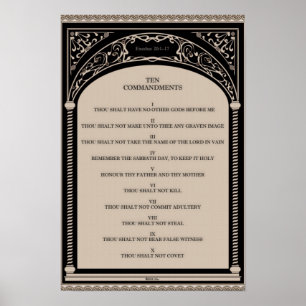 Poster Dix commandements sur Parchment Arch Scroll Art Dé
