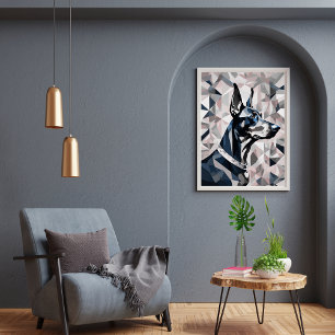 Poster Doberman {BD-C2} monotone l géométrique