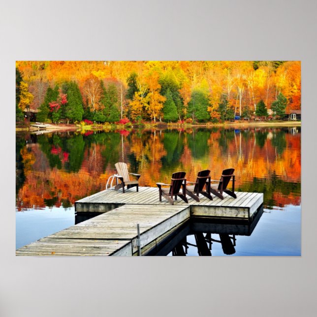 Poster Dock En Bois Sur Le Lac D'Automne (Devant)