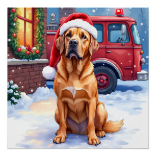 Poster Dogue de Bordeaux Caserne de pompiers Chapeau de P